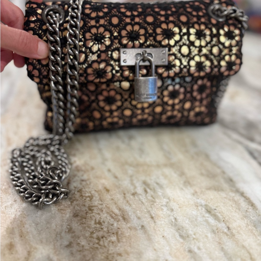 Kurt Geiger Brown Geometric Shoulder Bag with Chain Strap - Picture 3 of 11